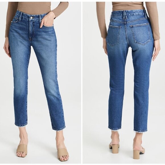 Good American Good Classic Jean High Rise Straight Leg Distressed Size 18 - Picture 2 of 4